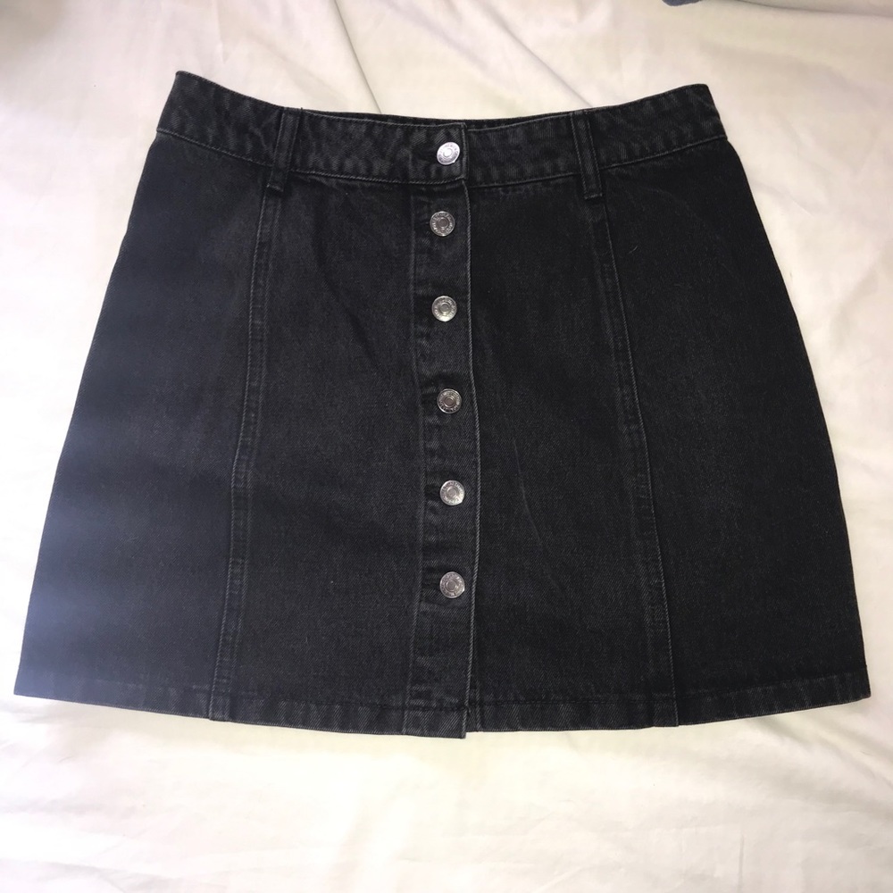 Black denim skirt